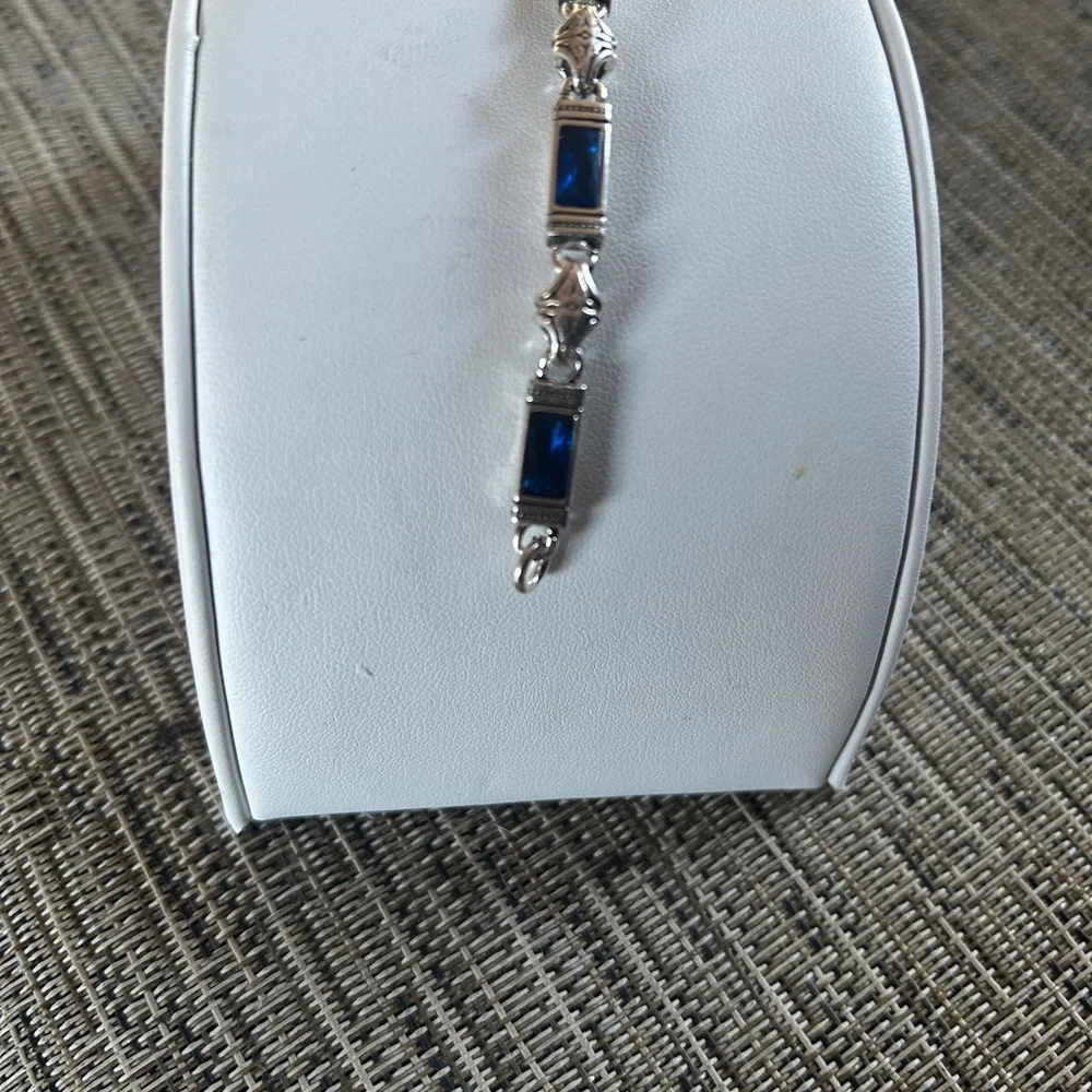 Sterling Silver Blue Stone Men's Bracelet